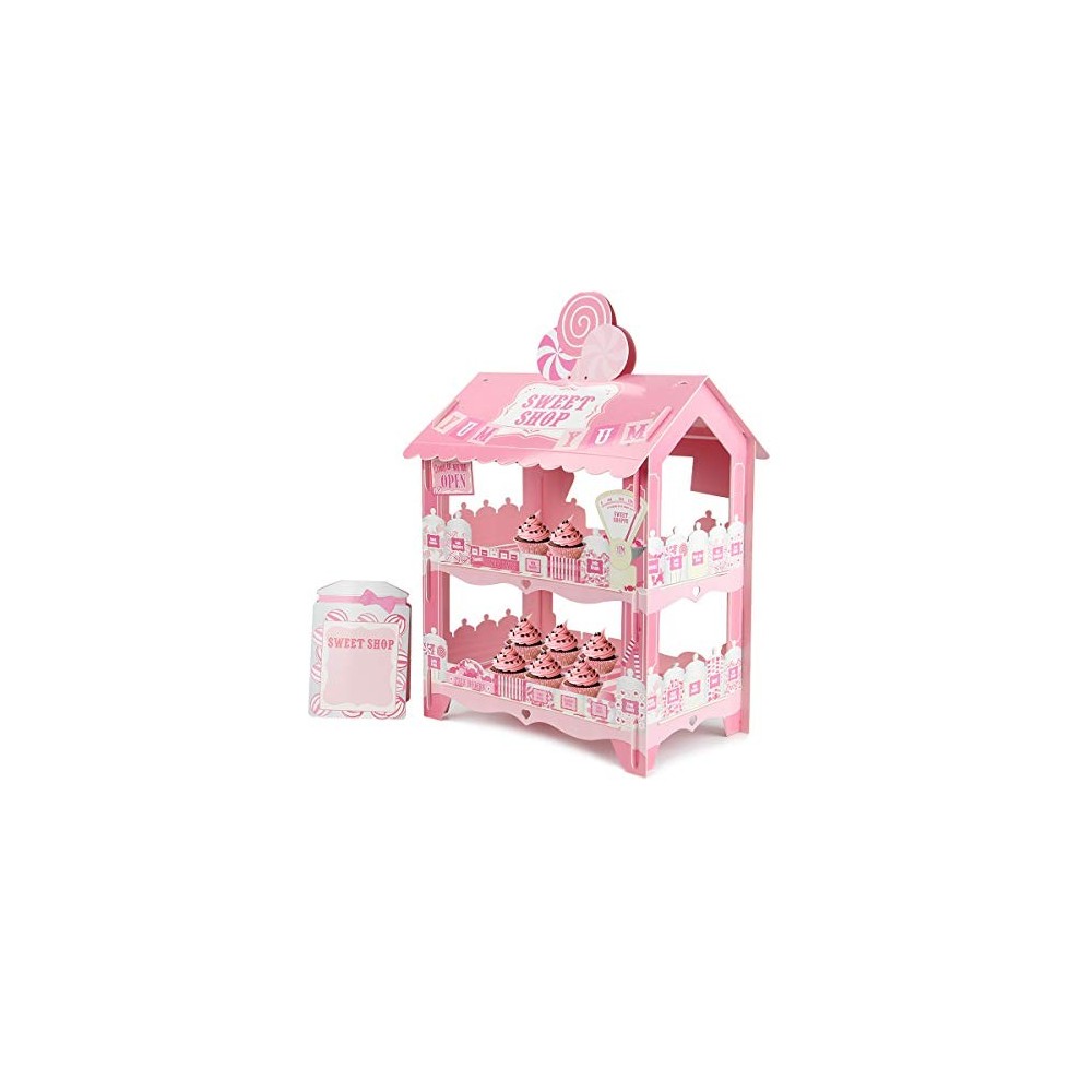 Espositore per dolci, casa rosa in cartoncino