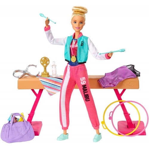Playset Barbie Ginnasta snodabile con Bilanciere e accessori