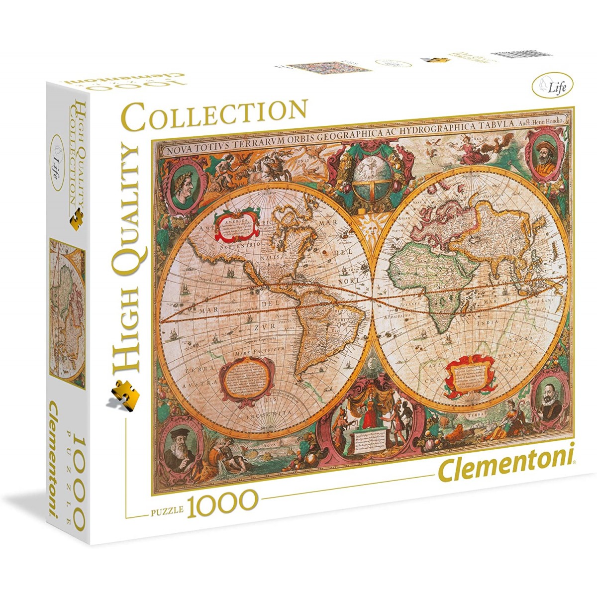 Puzzle mappa antica 1000 pezzi, Mappa mondo - Clementoni