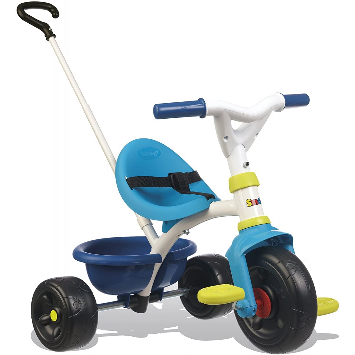 Triciclo con maniglia parentale bianco/azzurro Smoby