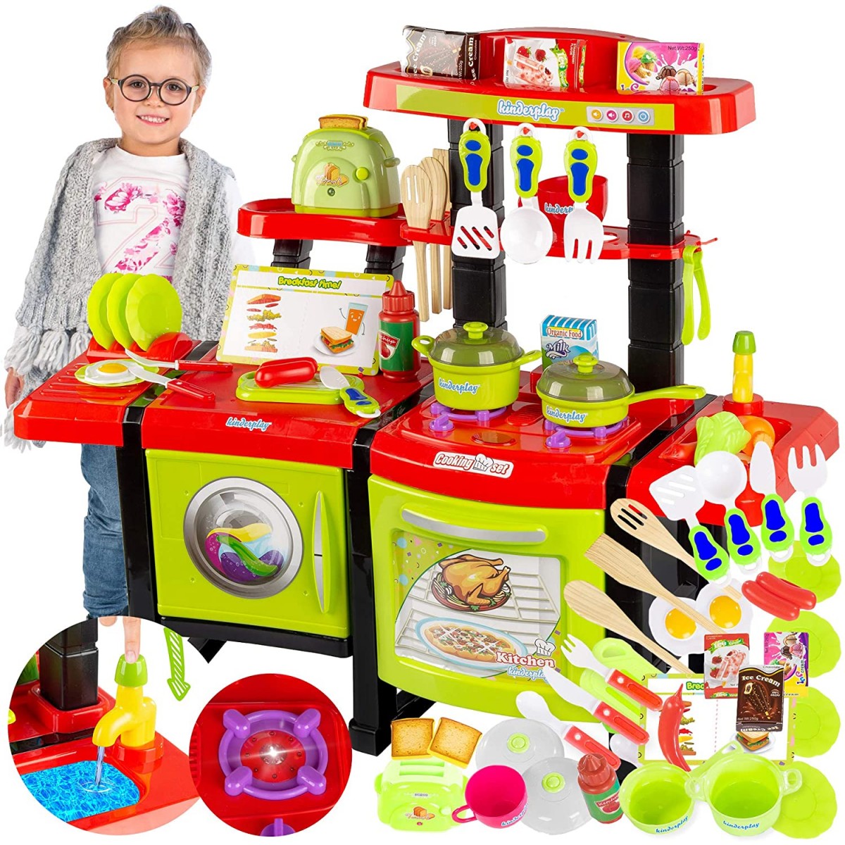 Cucina con 36 accessori giocattolo per bambini - Kinderplay