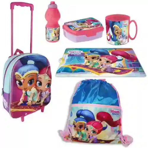 Set scuola Shimmer and Shine con trolley, kit merenda