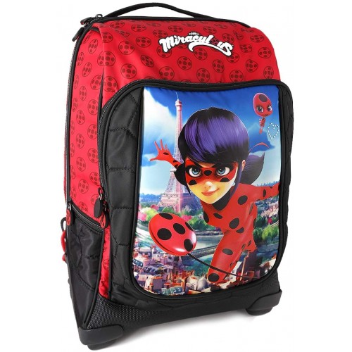 Zaino Trolley LadyBug con rotelle e spallacci a scomparsa