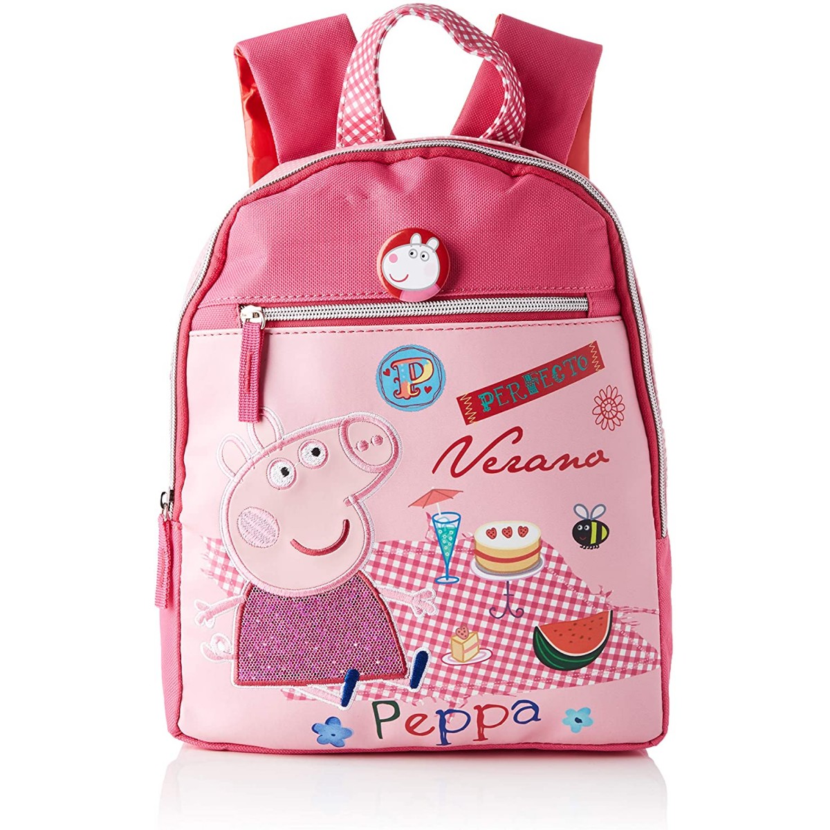 Zaino scuola Peppa Pig rosa con zip