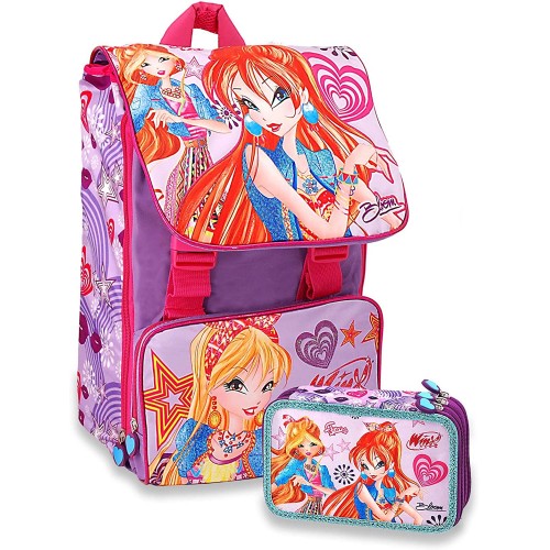 Kit scuola Zaino estensibile + Astuccio delle Winx