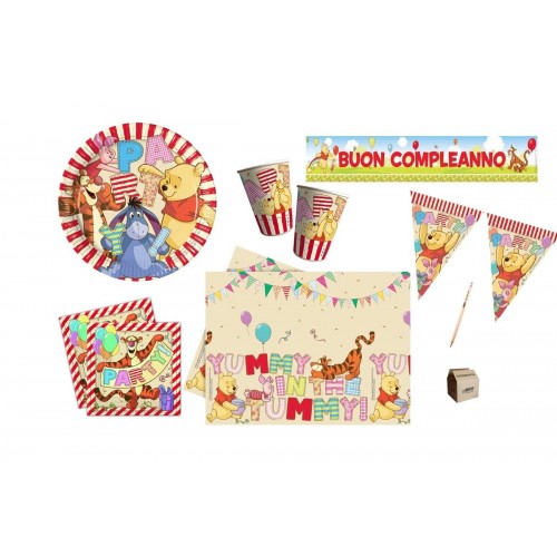 Kit 40 persone Winnie The Pooh, coordinato per feste di compleanno