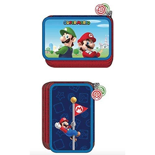 Astuccio Super Mario Bros e Luigi, 3 Zip con 45 Pezzi