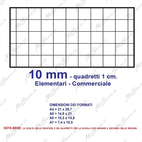  Quaderno a quadretti 1 cm: Per prima elementare