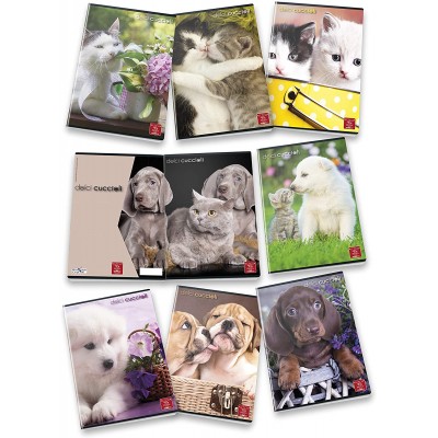 10 Maxi Quaderni a righe, formato A4 Cuccioli - Animali