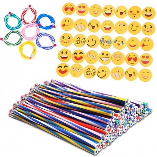 Czoele 48 pezzi Emoji Emoticon Gomma Cancellare Matita Set,Gomme colorate e divertenti,per bambini 