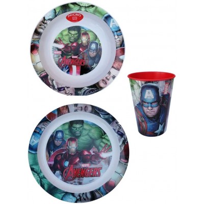 Set Pappa Avengers Marvel - 2 Piatti e 1 Bicchiere