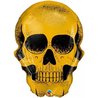 Palloncino Teschio dorato Halloween , supershape per feste