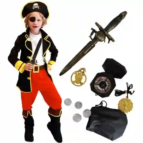 Costume pirata per bambino con accessori per Halloween