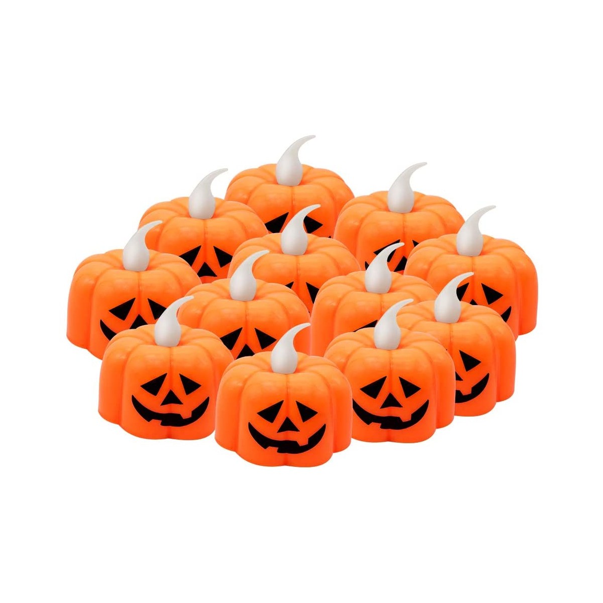 OULII 2pcs Candele di Festa di Halloween Decorazione in Forma di Zucca Cioccolato all Autunno Mini Zucca   Bianco e Arancione 