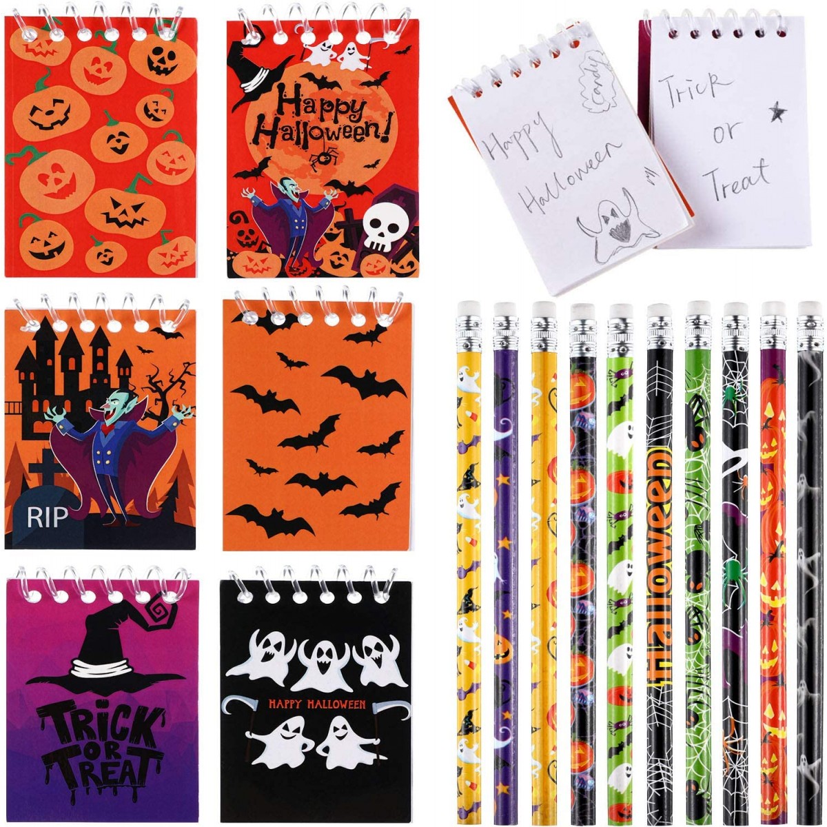 40 Blocchetti per Appunti di Halloween, con 10 matite omaggio