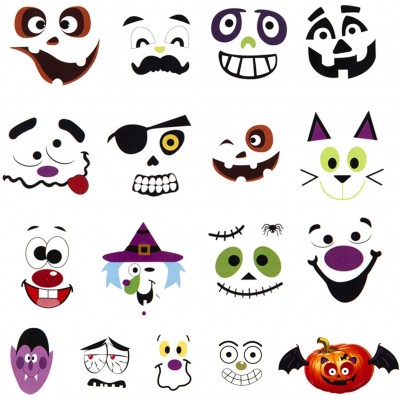 Adesivi maschere di Halloween, 12 fogli in PVC, 51 adesivi