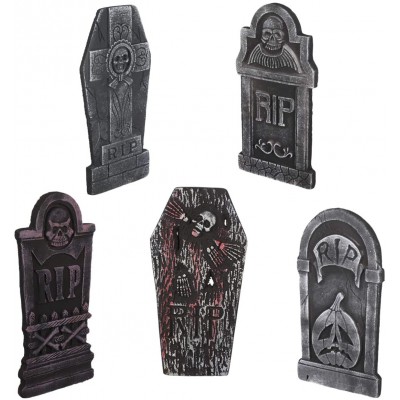 Set 5 pietre tombali, lapidi per Halloween, con paletti per fissaggio