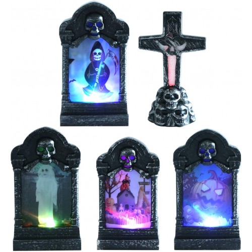 Set di 5 mini pietre tombali di Halloween luminose