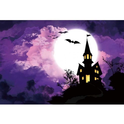 Vinile Halloween sfondo Castello spettrale, poster set fotografico