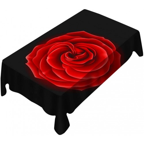✿ Tovaglia San Valentino nera con rosa rossa, in PVC, per decorazioni