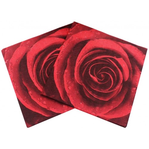 Set 20 tovaglioli San Valentino, stampa rose rosse