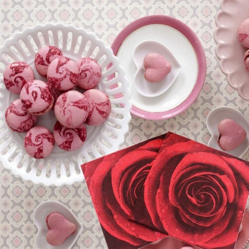 Set 20 tovaglioli San Valentino, stampa rose rosse