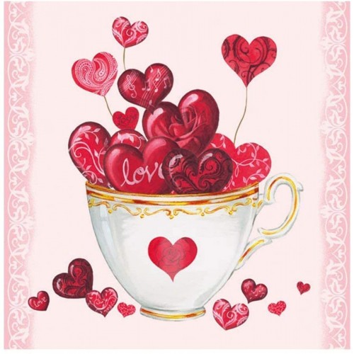 Confezione 20 tovaglioli tema cuore di San Valentino
