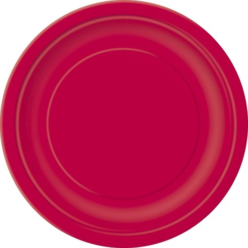 Confezione 20 piatti rossi di plastica per feste