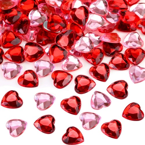 Set 200 Cuoricini in acrilico per San Valentino, gemme plastificate