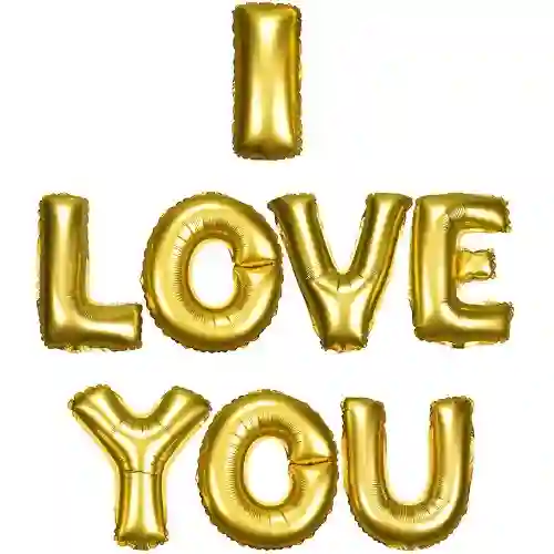 Palloncini lettere scritta I Love You colore oro, in alluminio, per San Valentino