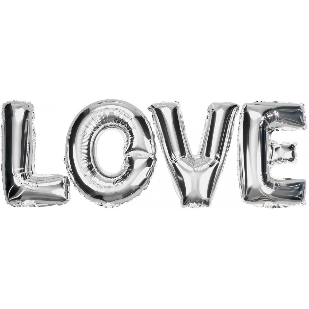 Scritta palloncini lettere, Love, argento, per San Valentino