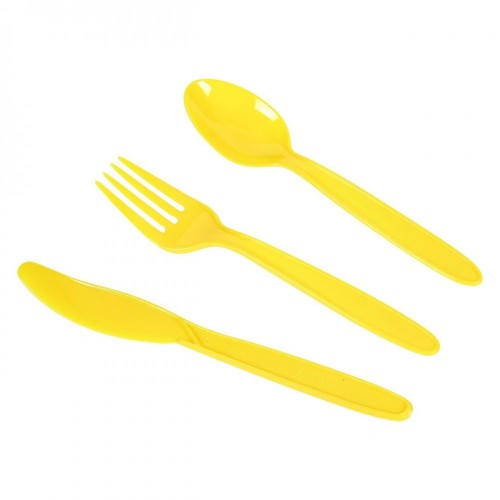 Set di stoviglie usa e getta - serve 24 - include plastica coltelli, cucchiai, forchette, piatti, tovaglioli, tazze, nero, bi