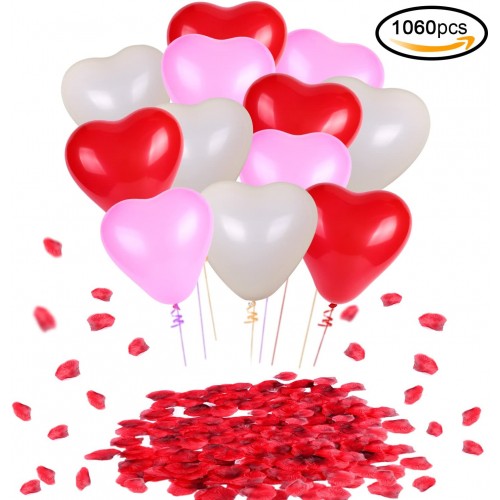 Kit 60 palloncini e 1000 petali di rosa per San Valentino