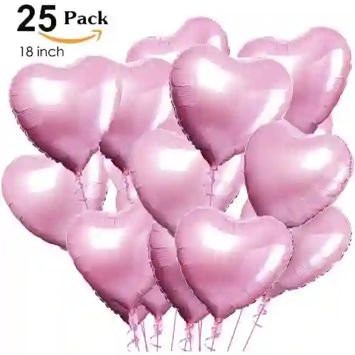 Kit 25 Palloncini rosa forma cuore, per matrimonio o San Valentino