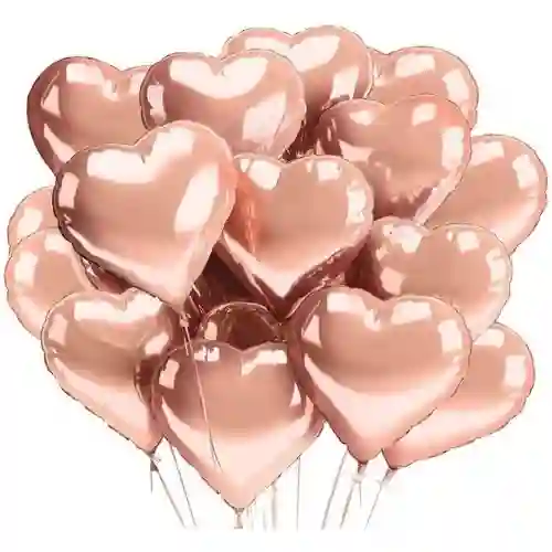 Set da 30 Palloncini rosa oro forma cuore, per feste romantiche