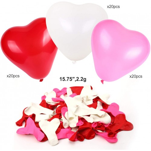 San Valentino Decorazioni, 50 candele a forma cuore, 1000 foglie rosa  artificiali, 10 palloncini cuore e 6 cuori da appendere per matrimonio