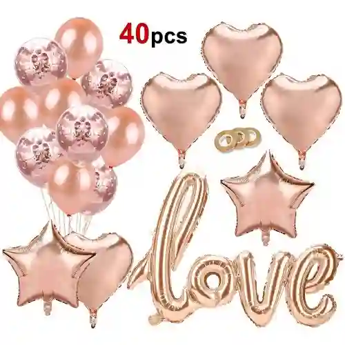 Set 40 palloncini colore oro rosa, decorazioni romantiche ed eleganti