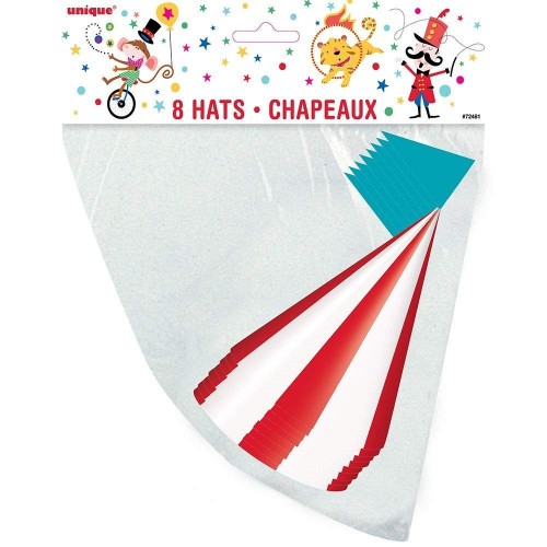 Unique Party 72481 Carnival Circus cappellini per feste, confezione da 8