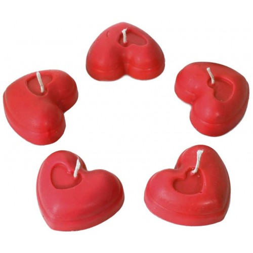 Set da 5 candele a forma di cuore, in cera d'api per San Valentino