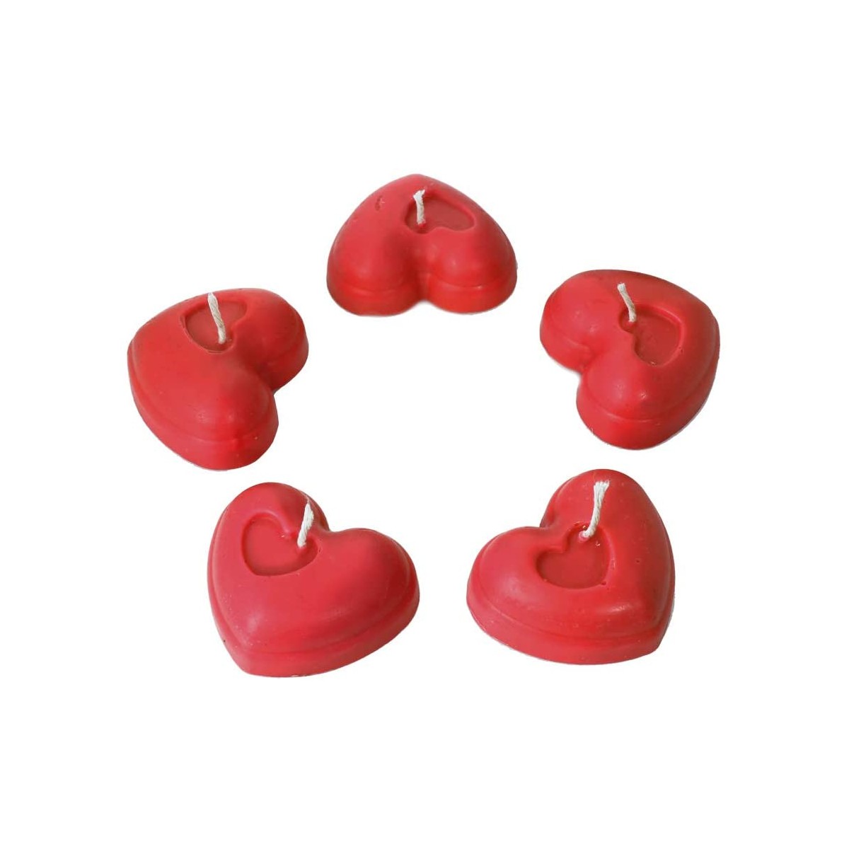 Set da 5 candele a forma di cuore, in cera d'api per San Valentino