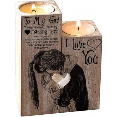 Portacandele in legno San Valentino, idea regalo romantico