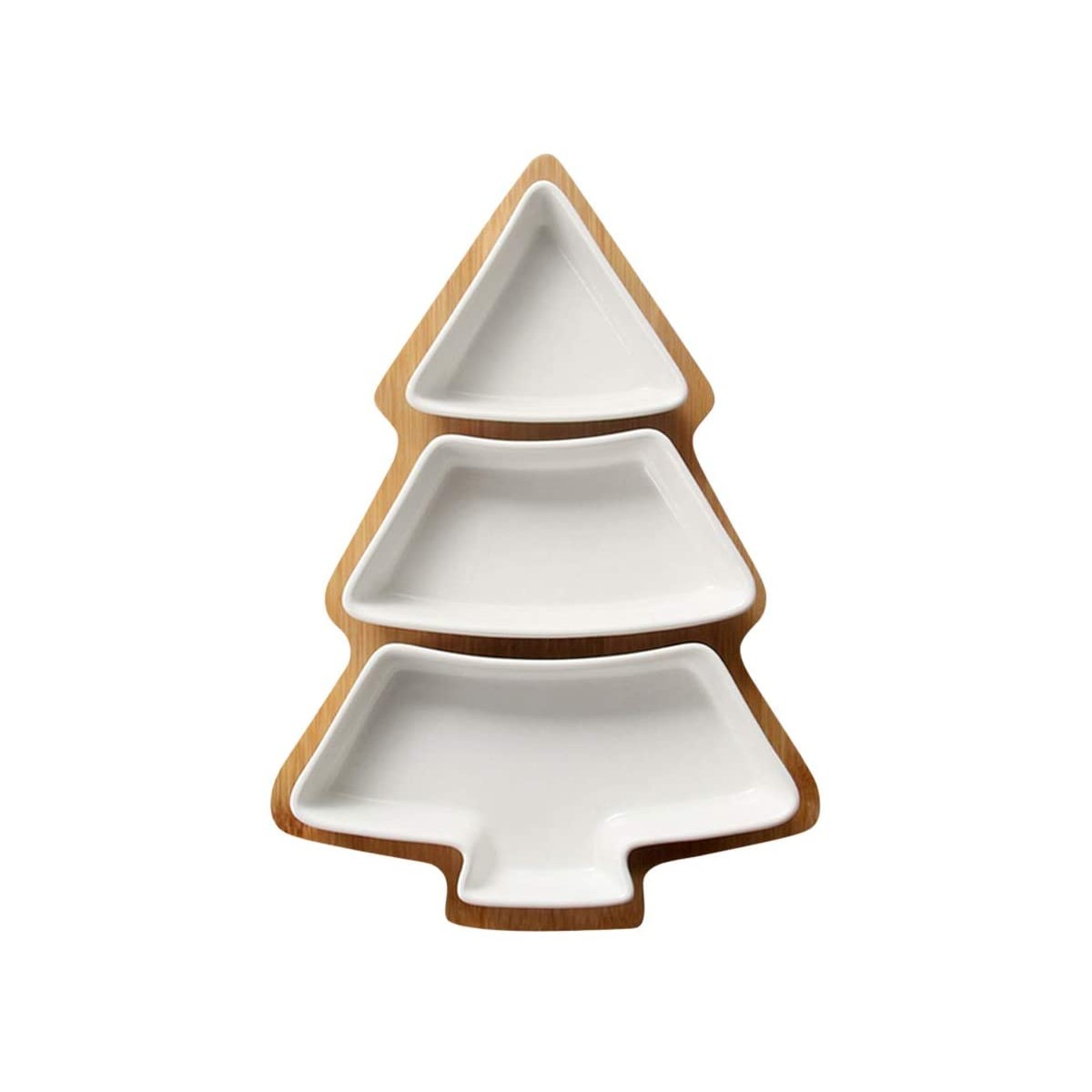 Piatto forma albero natale in ceramica, vassoio per Natale