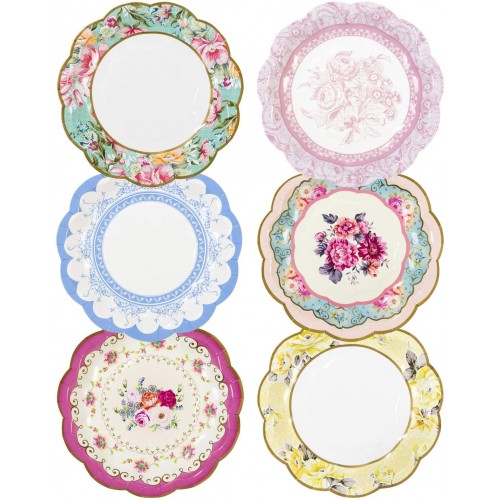 Set da 12 Piatti dessert stampa Floreale Vintage, Natalizi, da 18 cm