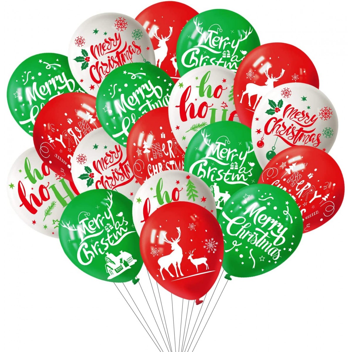 Set 100 palloncini Festa di Natale, in lattice, assortiti