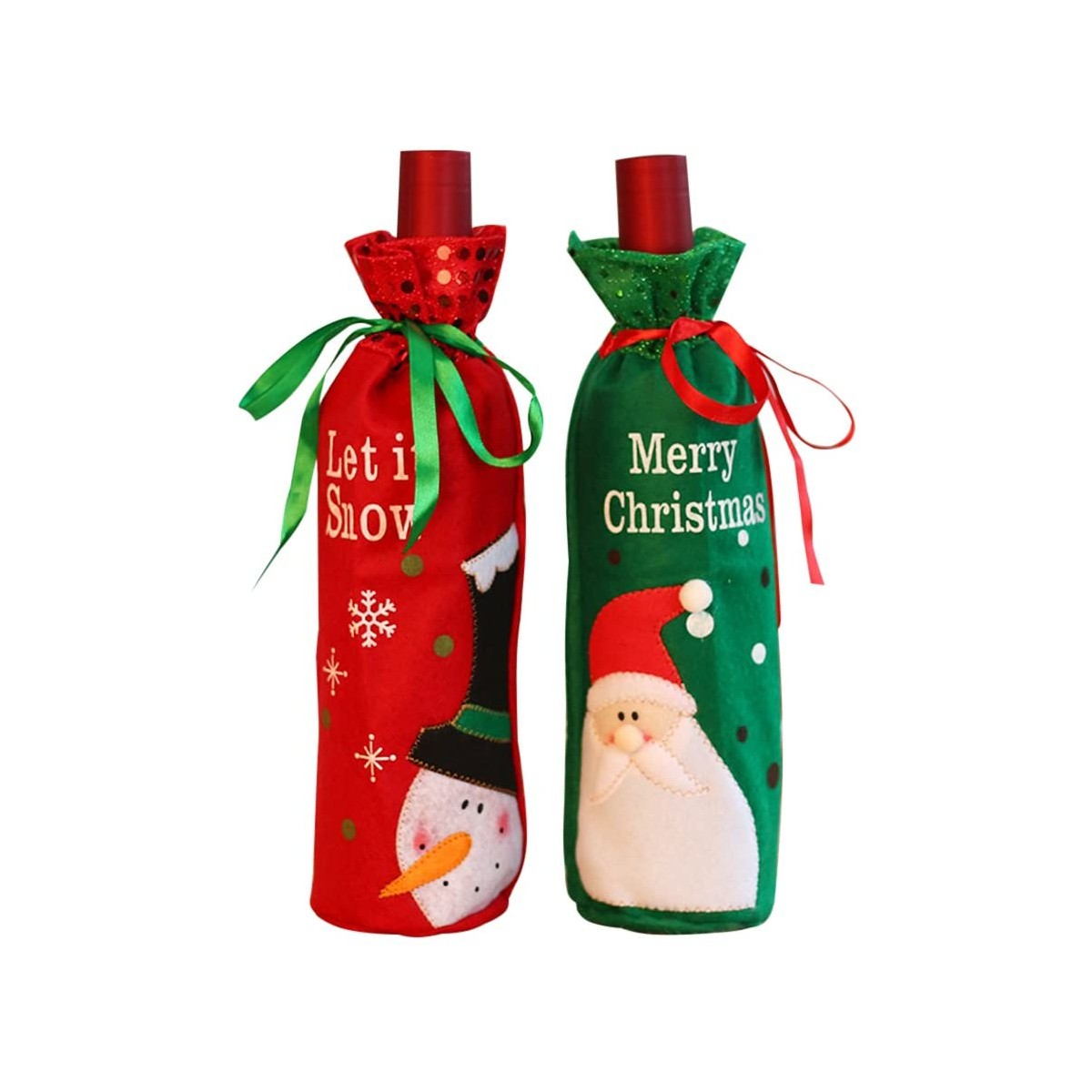 Rosso CandyTT Sacchetti Copri Bottiglia di Vino Rosso Natalizio Simpatico Tessuto Lavorato a Maglia Porta Regali di Natale Decorazioni per la tavola da Pranzo Vestiti 