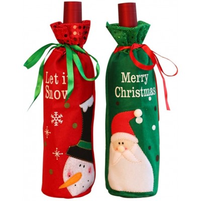 Set 2 sacchetti copri bottiglia vino tema Natale, decorazione da tavola