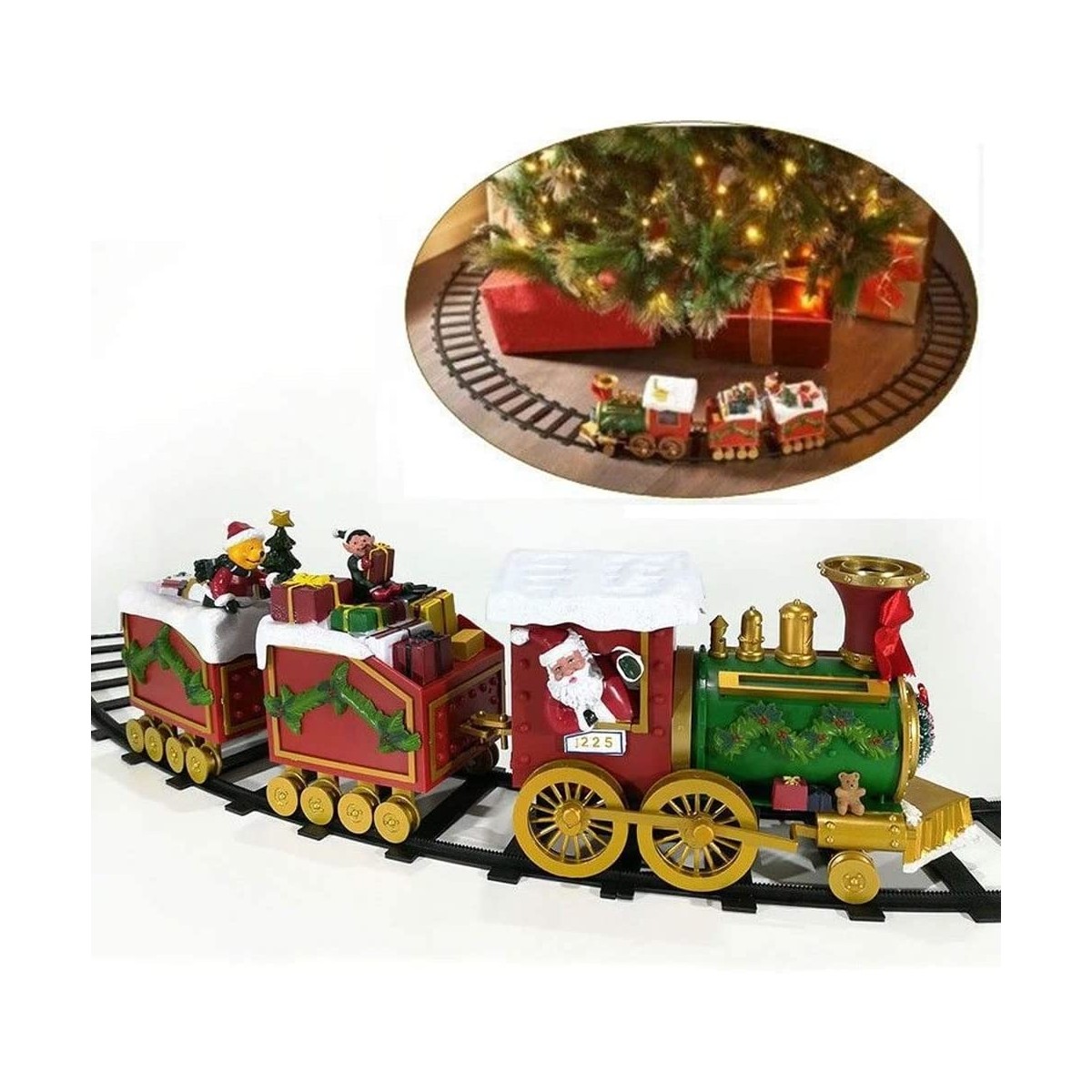 Mini treno di Natale vagoni e binari Ferrovia per Natale con locomotiva 11 pezzi