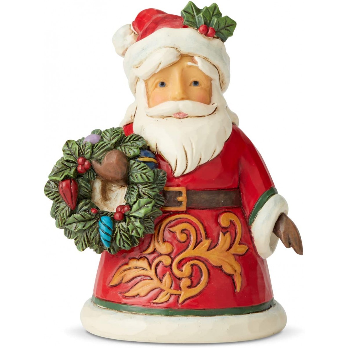 Miniatura di Babbo Natale con Ghirlanda da 9 cm, in resina