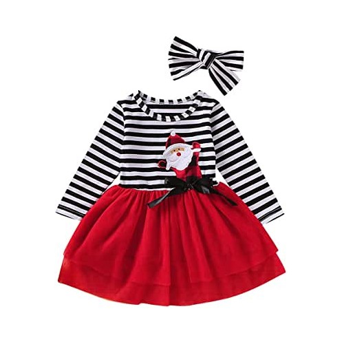 Vestito bambina con Babbo Natale, gonna e maglia maniche lunghe