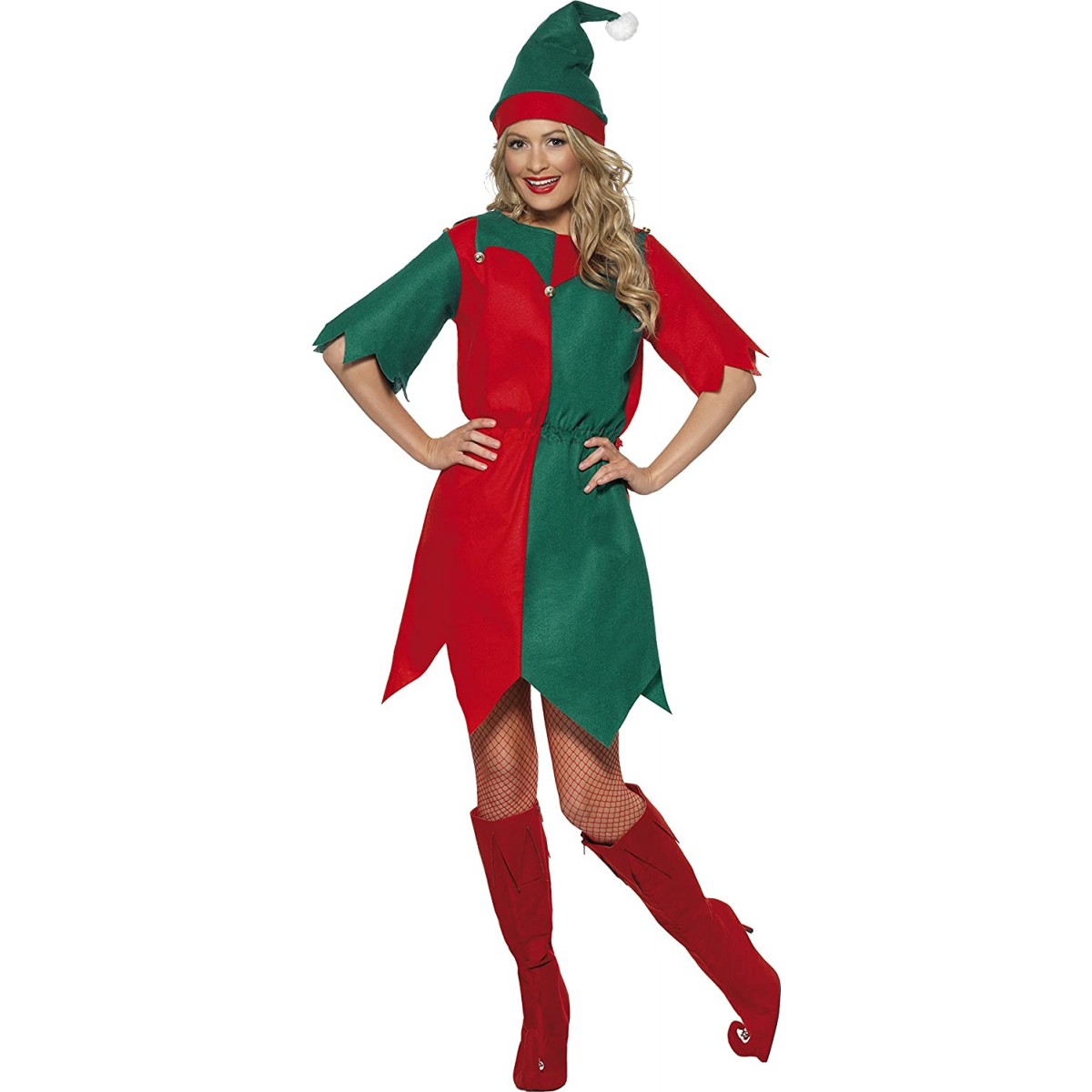 Costume da Elfo Natalizio, femminile, con cappello e tunica